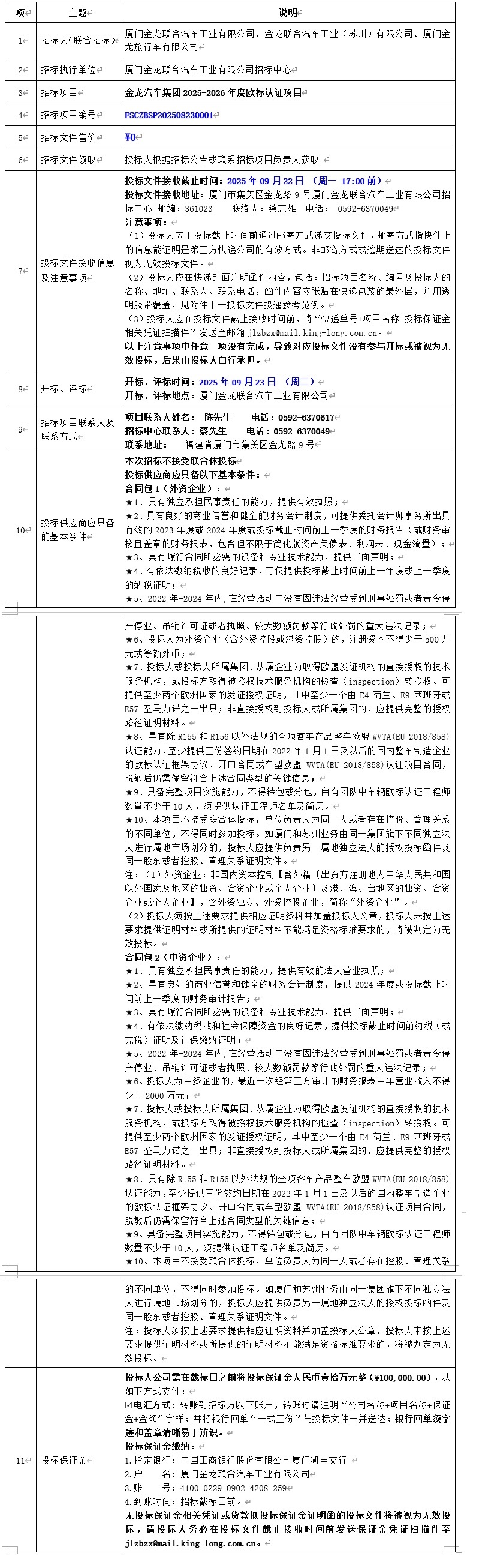 招标布告颁布-z6尊龙汽车集团2025-2026年度欧标认证项目